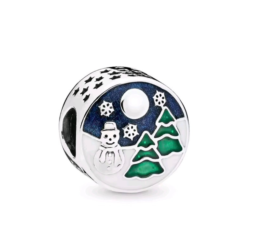 Sterling Silver Snowy Wonderland Christmas Charm
