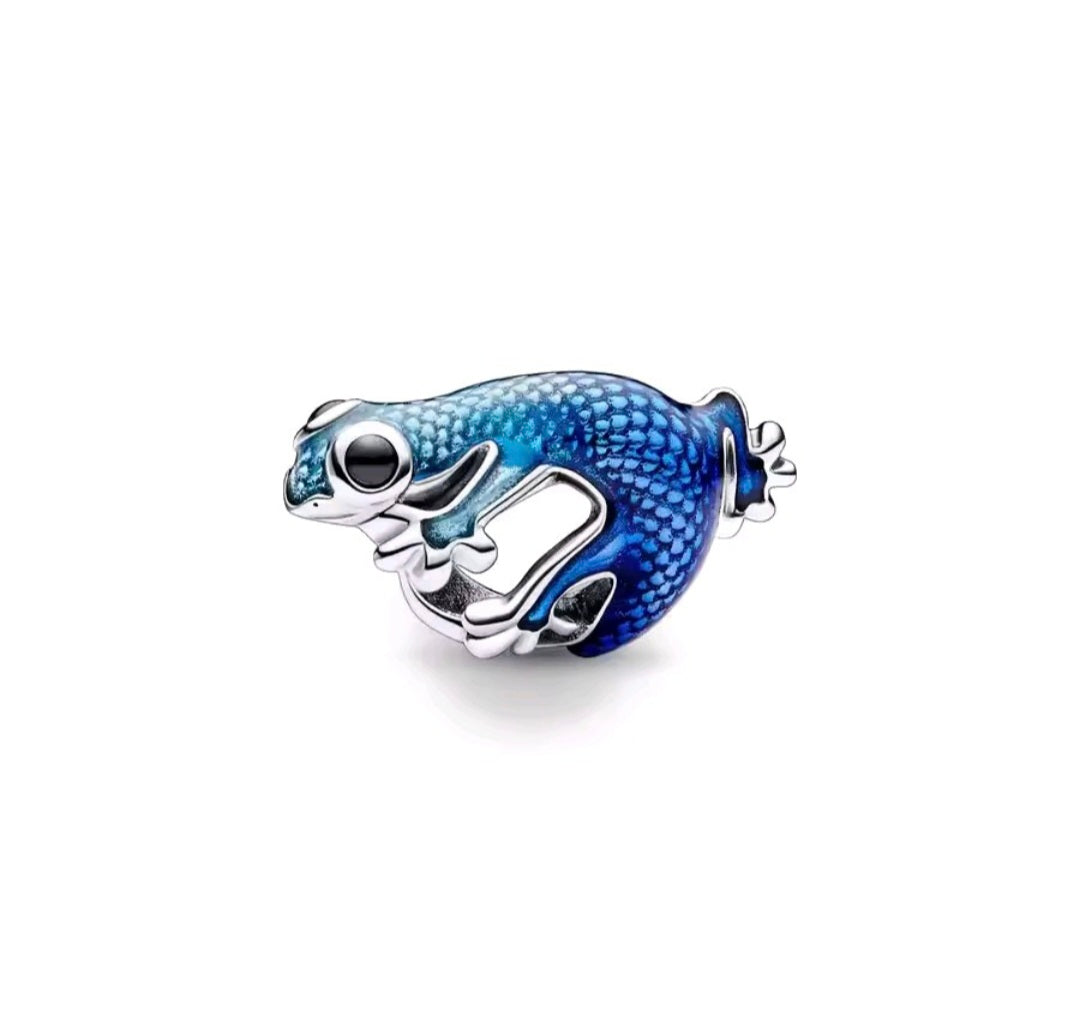 Sterling Silver Blue Gecko Charm