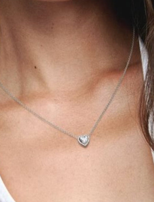 Sterling Silver 45cm Sparkling Elevated Heart Necklace - Enchanting Charms
