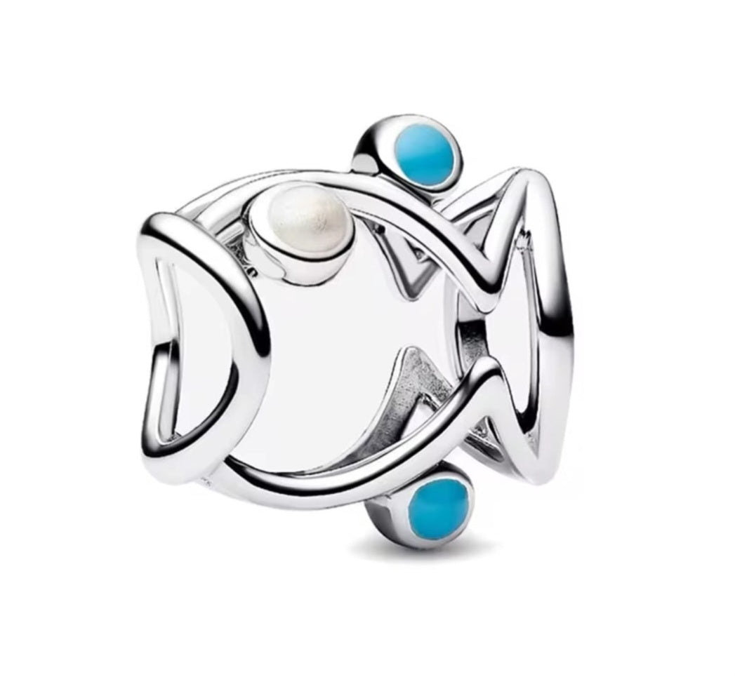 Sterling Silver Openwork Fish Charm - Enchanting Charms