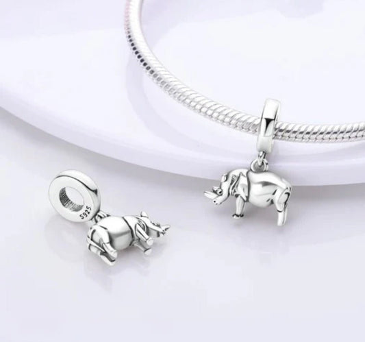Sterling Silver Rhino Charm - Enchanting Charms