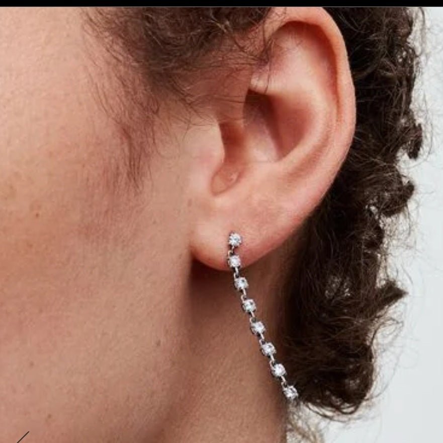 Sterling Silver Sparkling Eight Stones Drop Earrings - Enchanting Charms