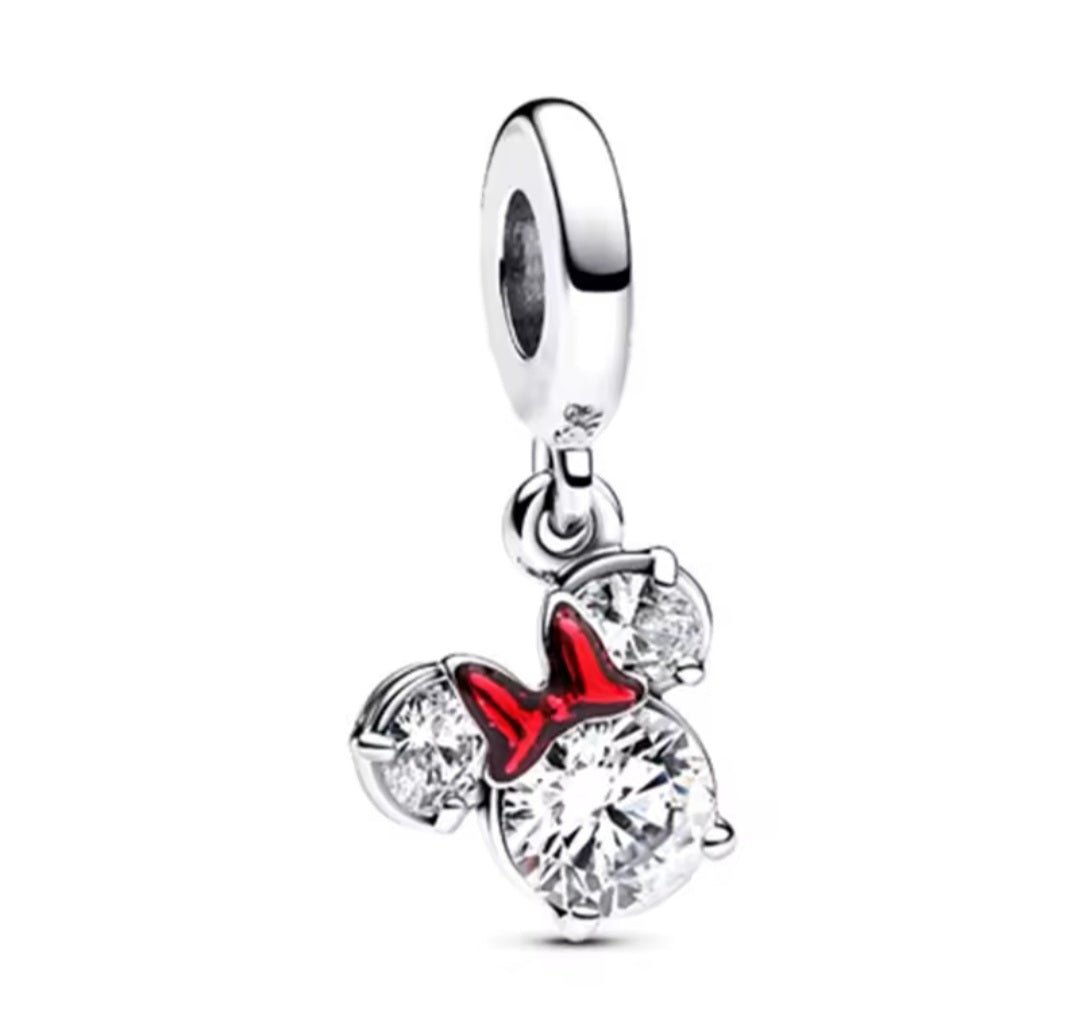 Sterling Silver Sparkling Minnie Mousse Charm - Enchanting Charms