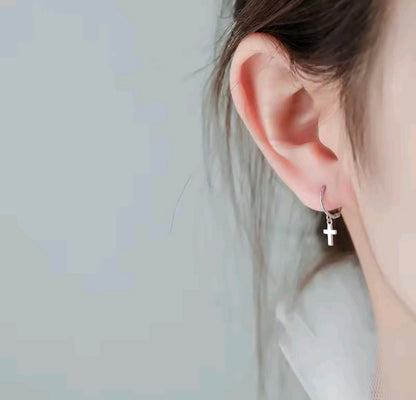 Sterling Silver Small Cross Hoops