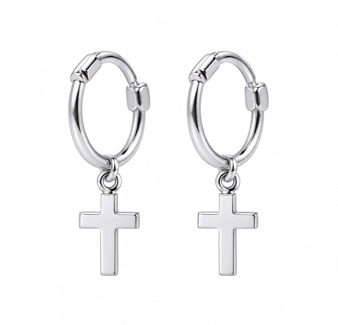 Sterling Silver Small Cross Hoops