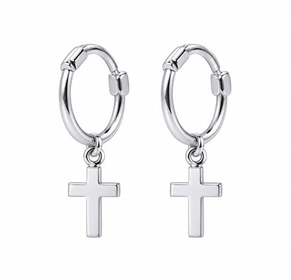 Sterling Silver Small Cross Hoops