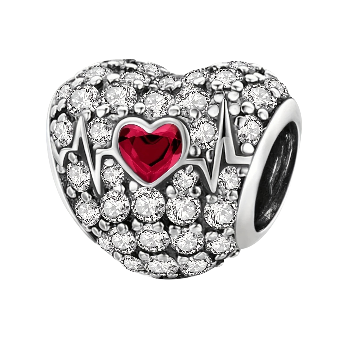 Sterling Silver Love Heartbeat Charm