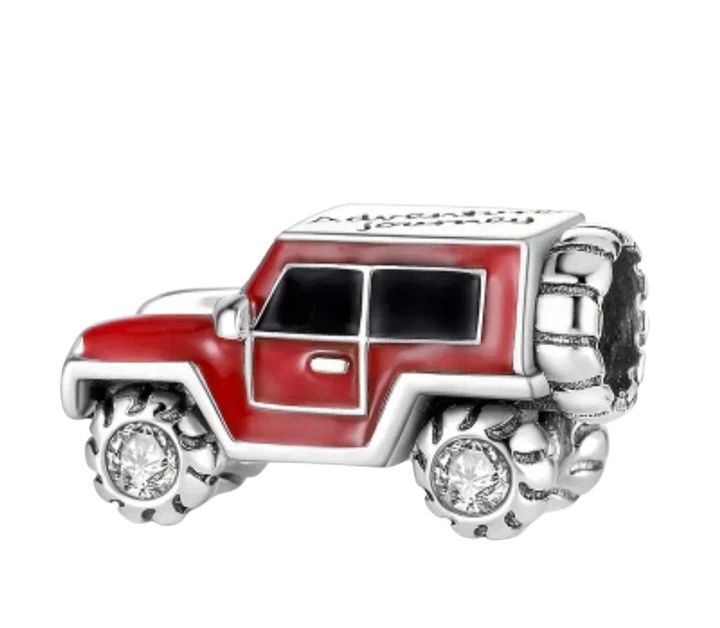 Sterling Silver Red Jeep Adventure Charm