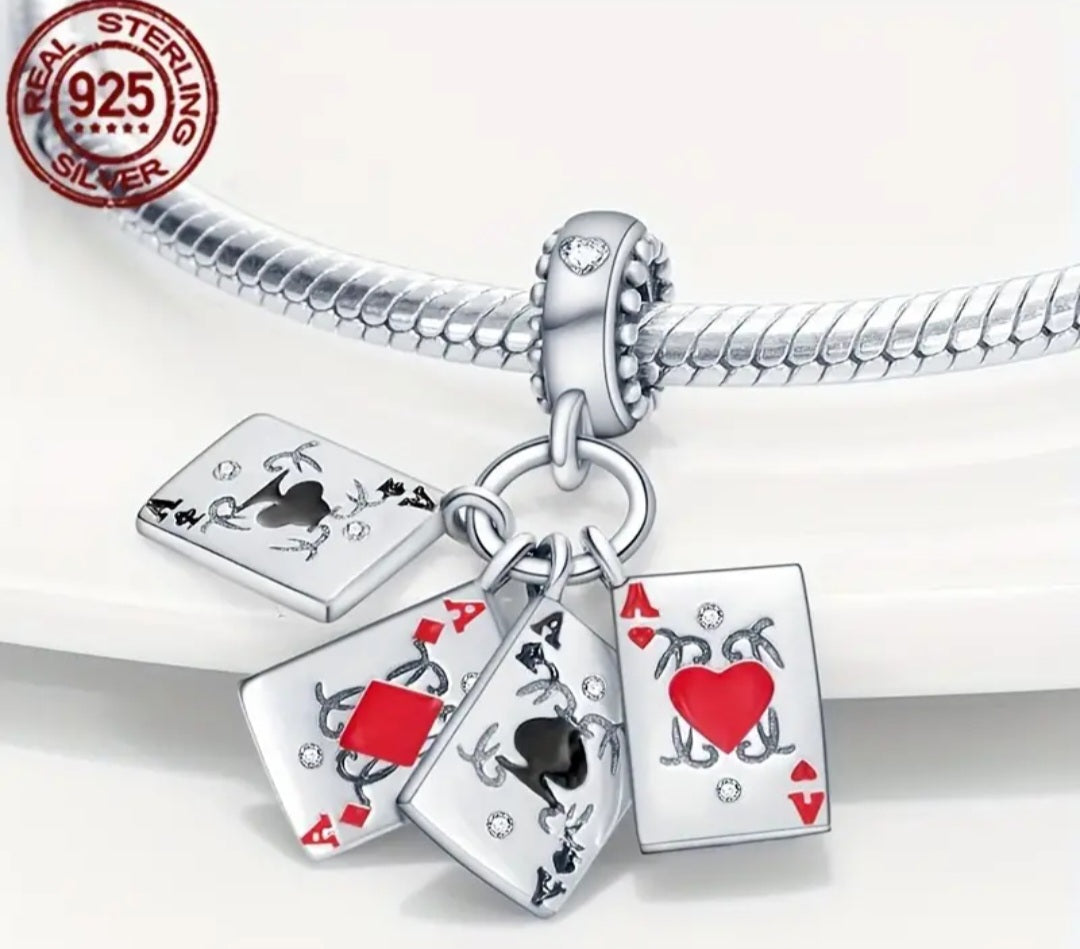 Sterling Silver Aces Cards Charm