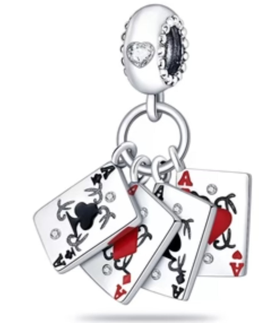 Sterling Silver Aces Cards Charm