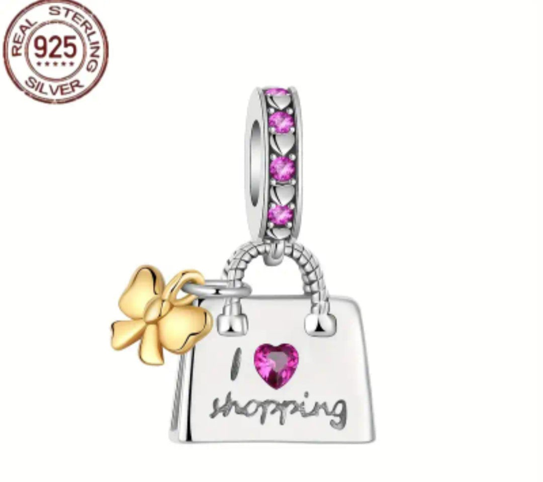 Sterling Silver I Love Shopping Charm