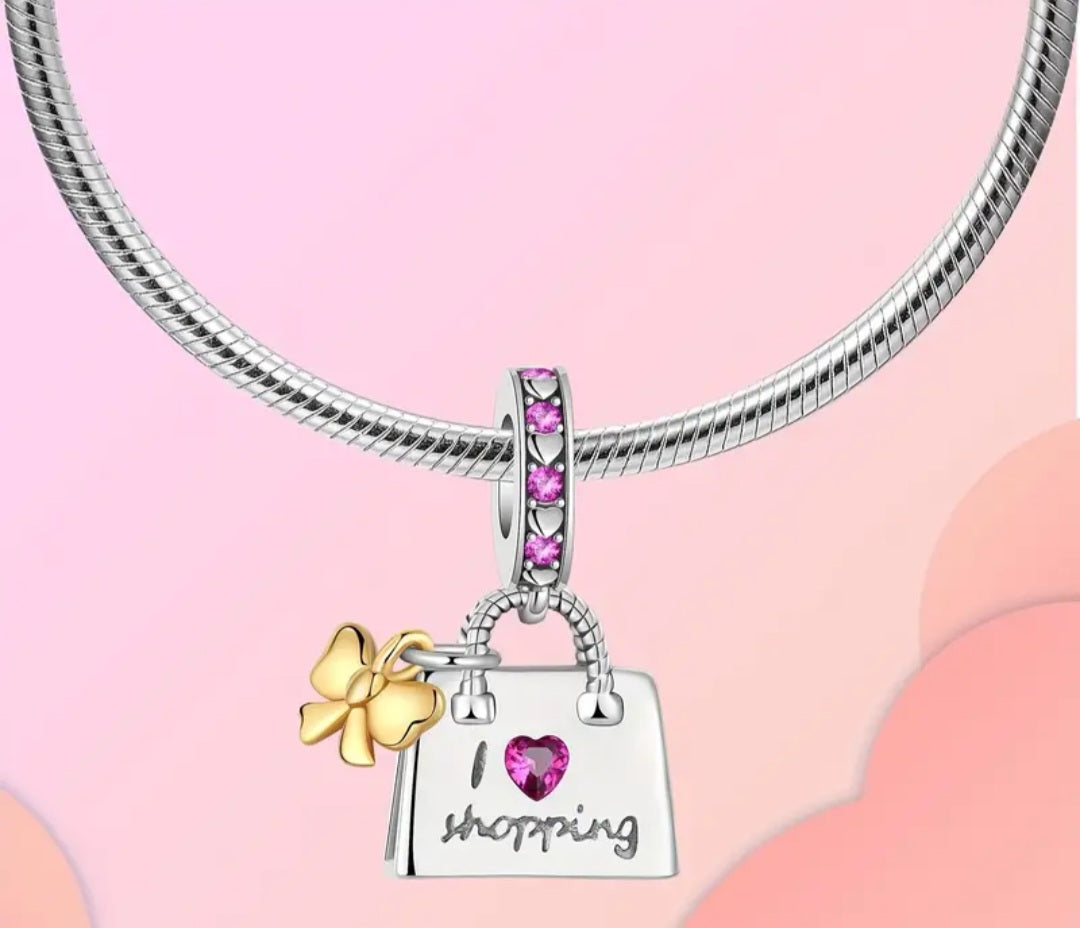 Sterling Silver I Love Shopping Charm