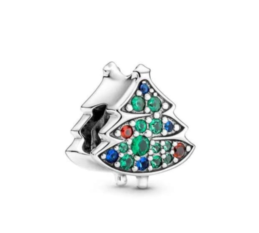 Sterling Silver Sparkling Christmas Tree Charm