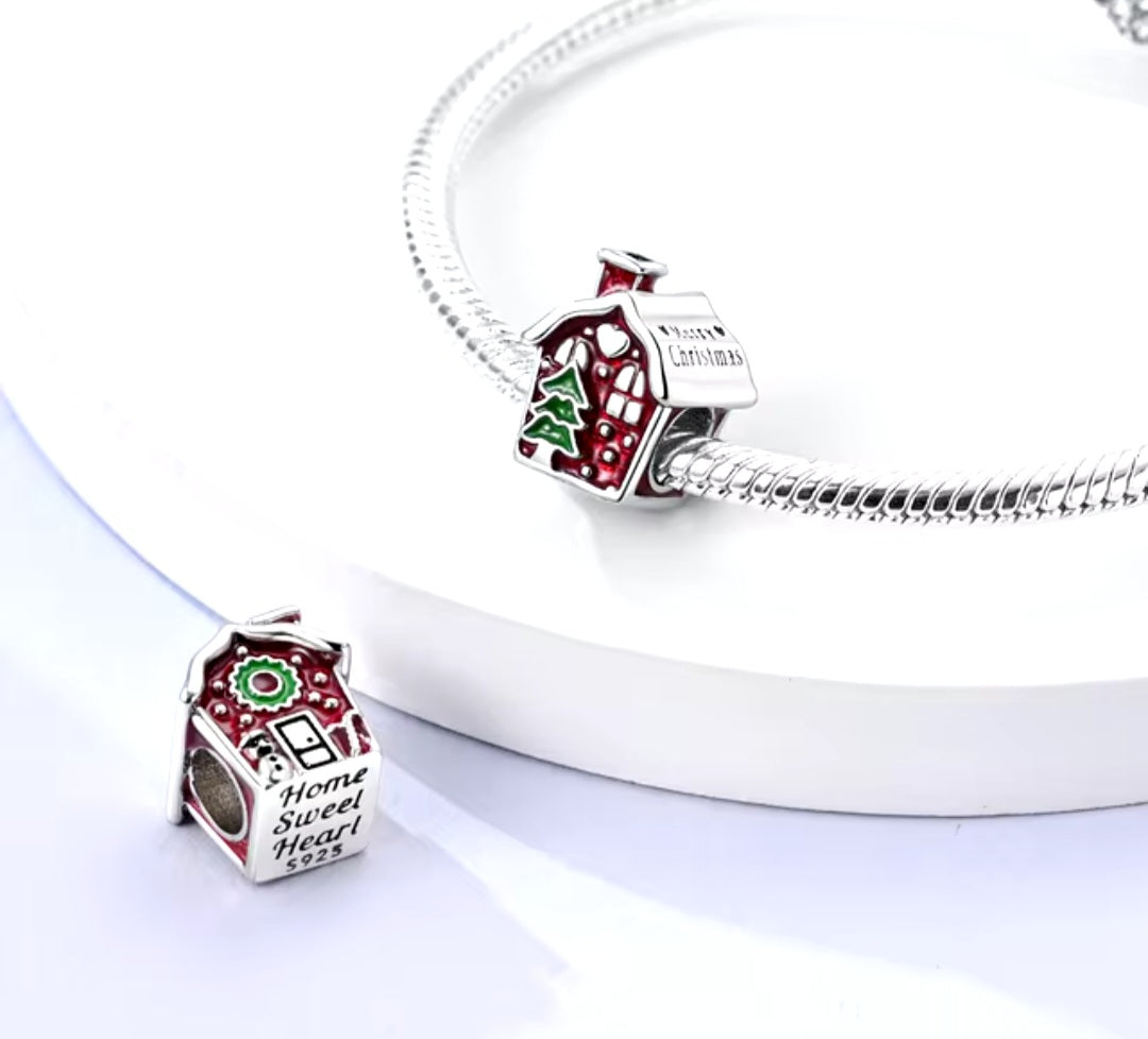 Sterling Silver Merry Christmas House Charm