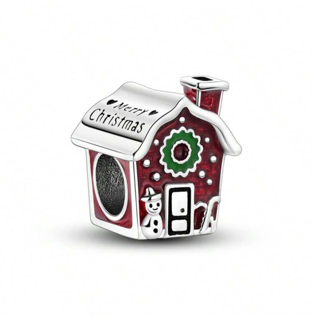 Sterling Silver Merry Christmas House Charm