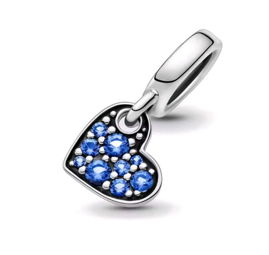 Sterling Silver Sparkling Blue Small Heart Charm