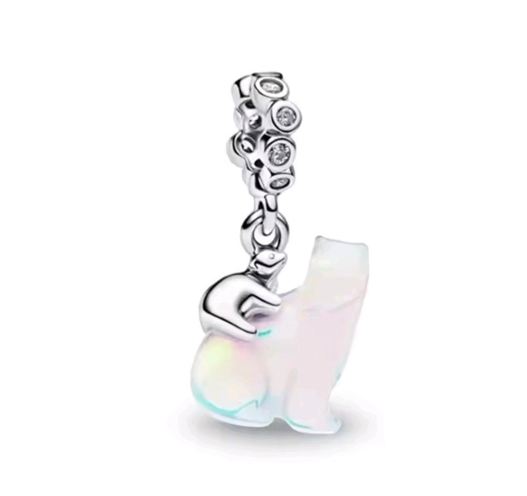 Sterling Silver Mother Polar Bear And Baby Charm