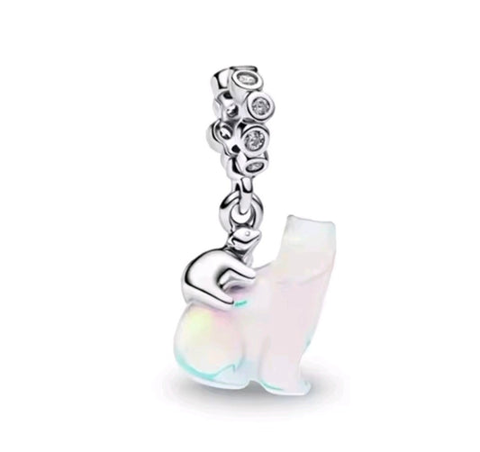 Sterling Silver Mother Polar Bear And Baby Charm