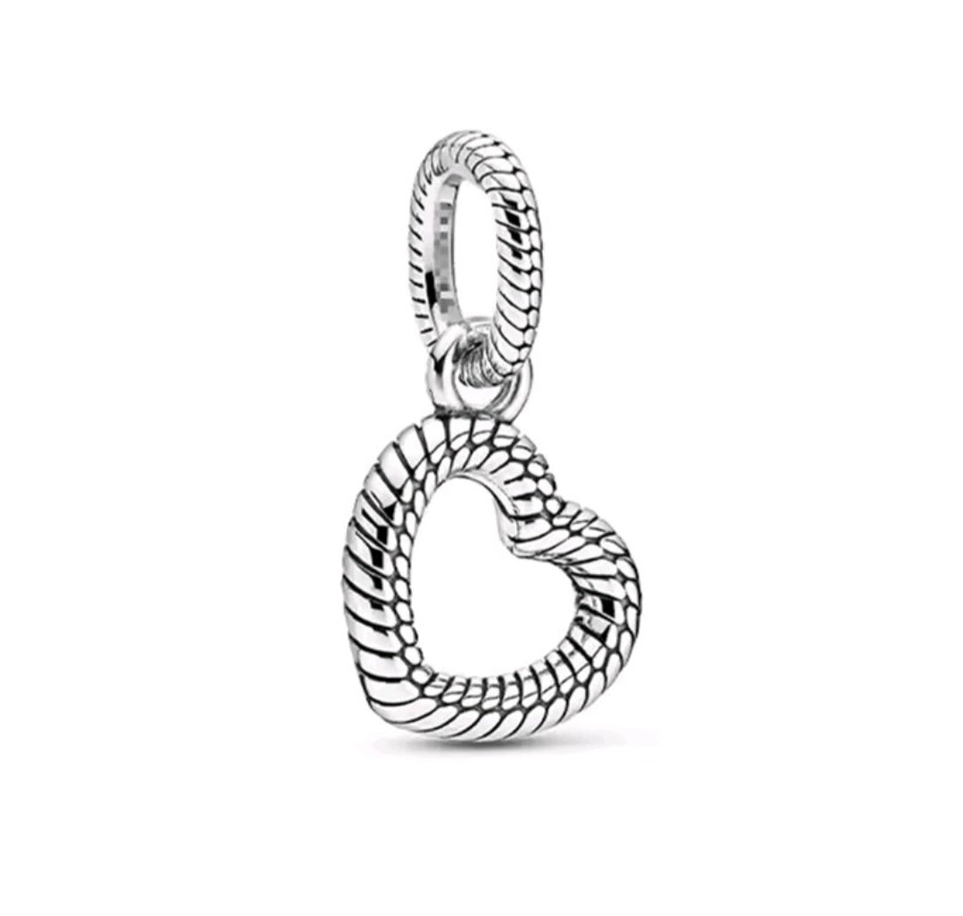 Sterling Silver Open Heart Pendant Charm