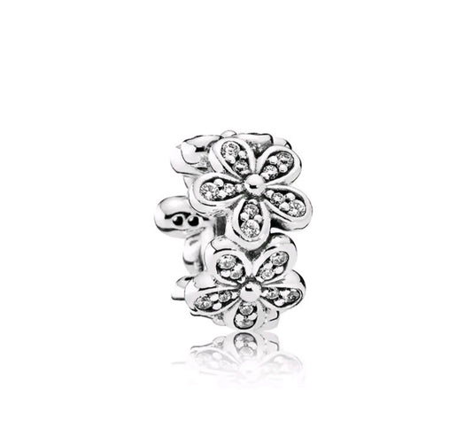 Sterling Silver Daisies Spacer Charm