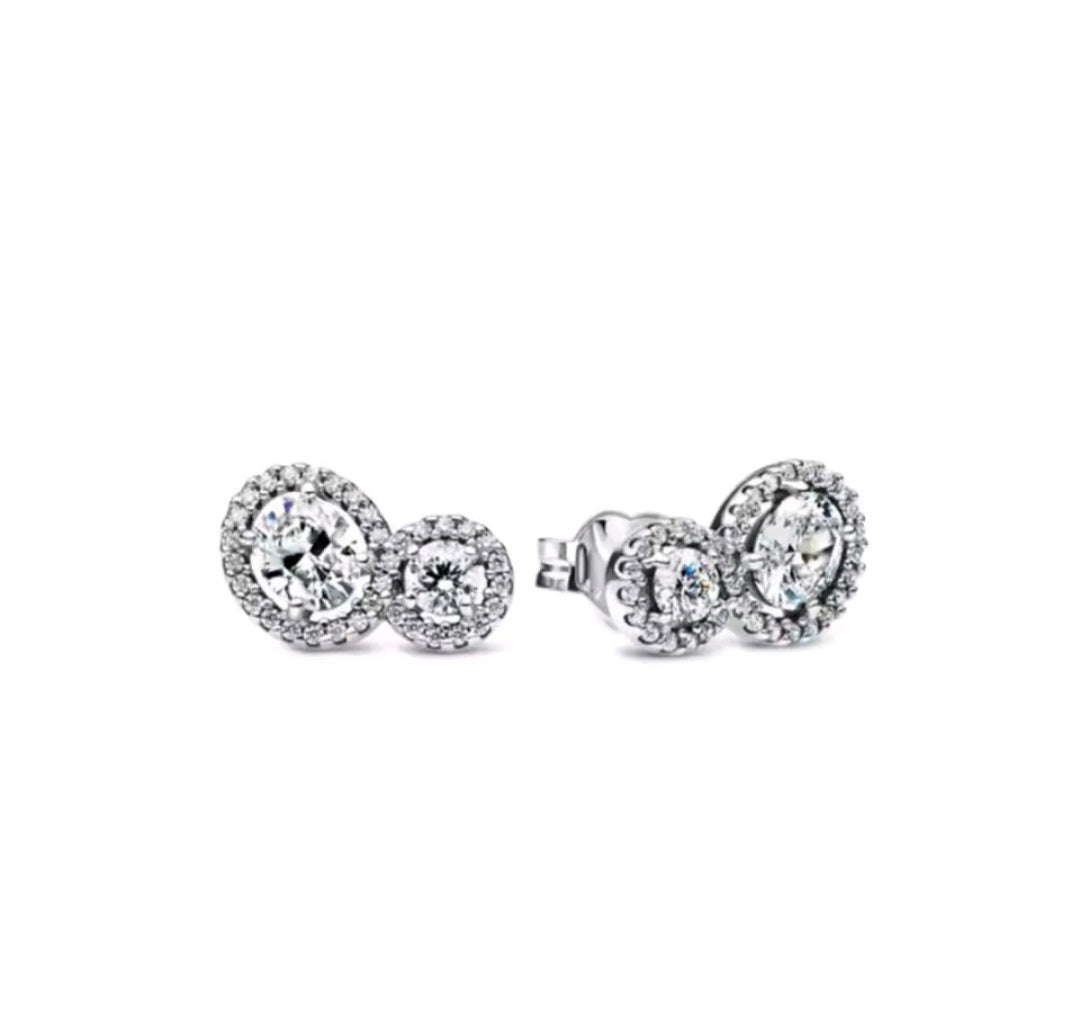 Sterling Silver Embracing Halo Stud Earrings