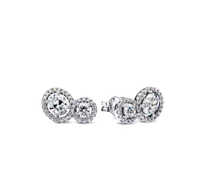 Sterling Silver Embracing Halo Stud Earrings