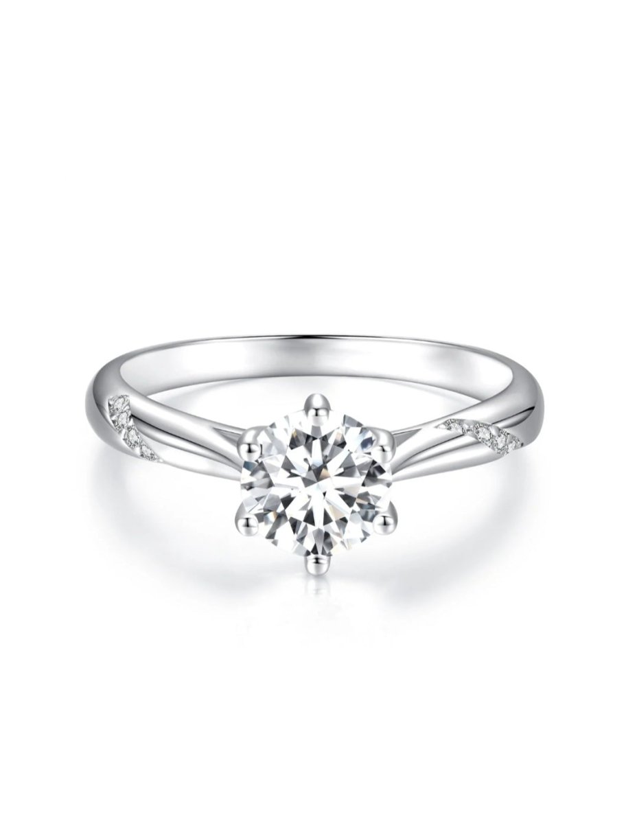 Sterling Silver 1.0 Carat 4 Claw Julia Solitaire Moissanite Ring - Enchanting Charms