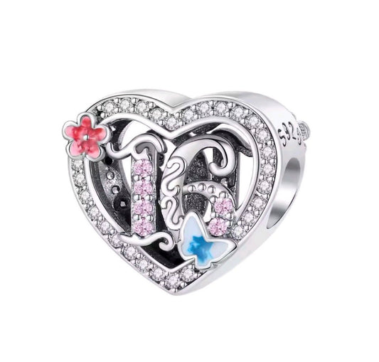 Sterling Silver 16th Birthday Heart Charm - Enchanting Charms