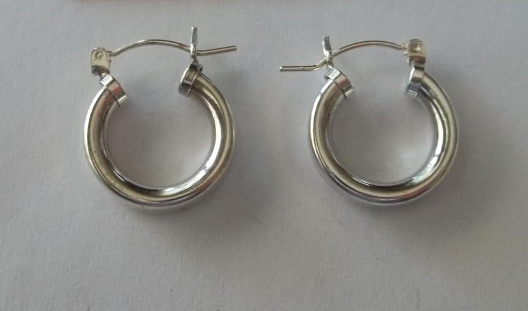 Sterling Silver 17mm×5mm Hoop Earrings - Enchanting Charms