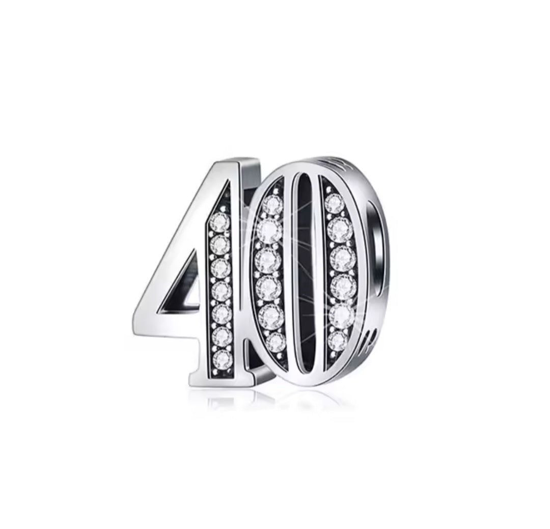 Sterling Silver 40th Birthday Charm - Enchanting Charms