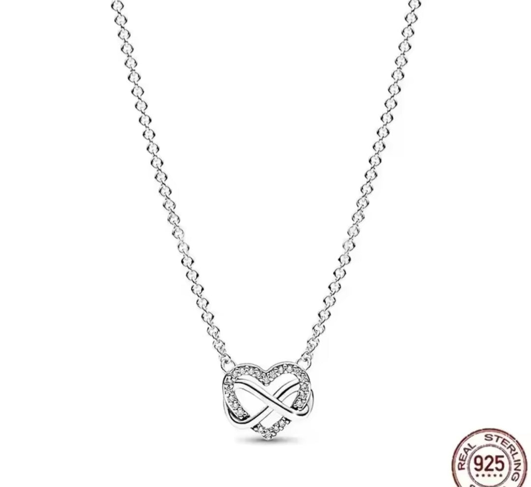 Sterling Silver 45cm Infinity Heart Pendant Necklace - Enchanting Charms
