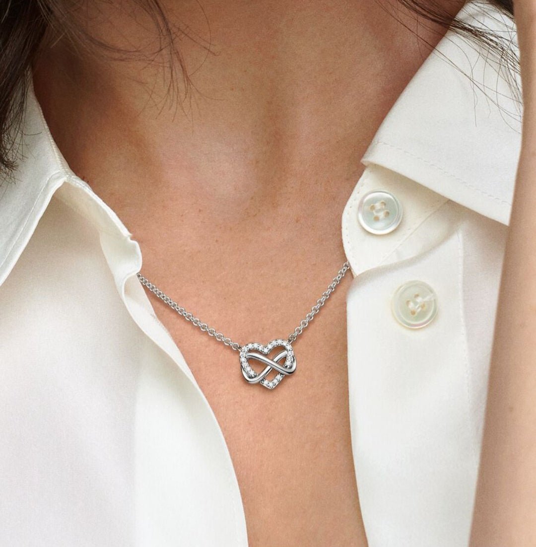 Sterling Silver 45cm Infinity Heart Pendant Necklace - Enchanting Charms