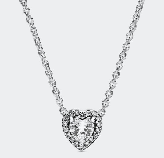Sterling Silver 45cm Sparkling Elevated Heart Necklace - Enchanting Charms