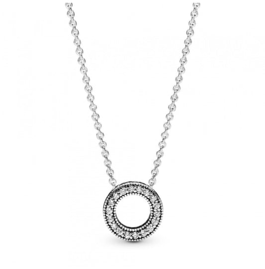 Sterling Silver 45cm Sparkling Pave Round Necklace - Enchanting Charms