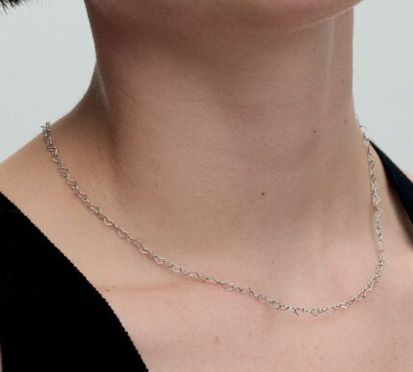 Sterling Silver 58cm Linked Hearts Necklace - Enchanting Charms