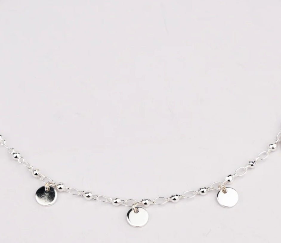 Sterling Silver 8 Disc With Poppy Dots 45+3cm Necklace - Enchanting Charms