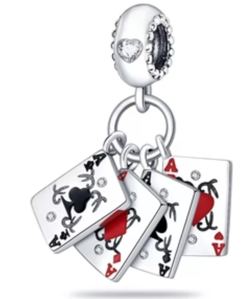 Sterling Silver Aces Cards Charm - Enchanting Charms