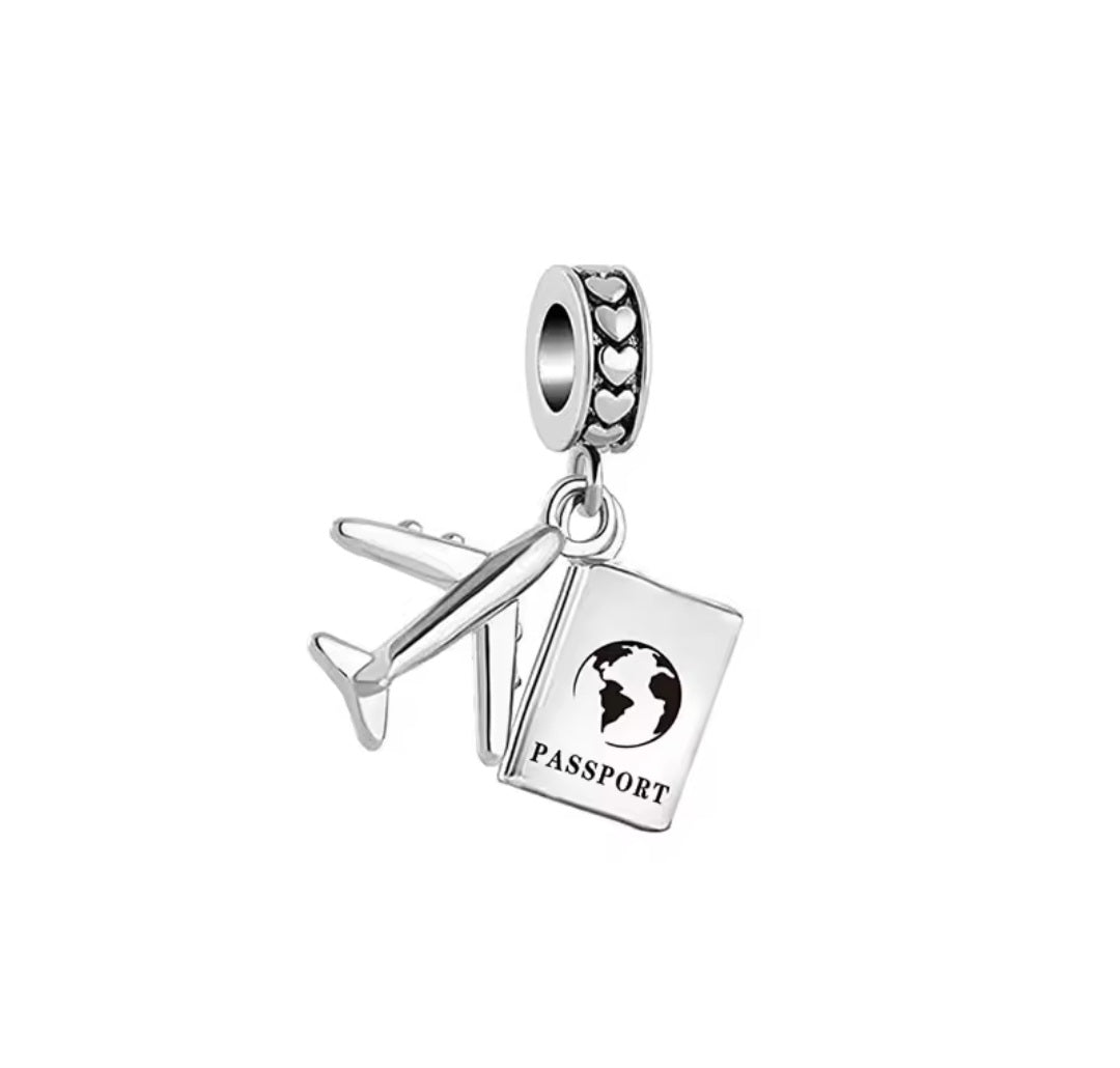 Sterling Silver Aeroplane Passport Travel Charm - Enchanting Charms