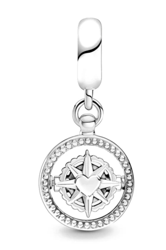 Sterling Silver Always Follow Your Heart Compass Charm - Enchanting Charms