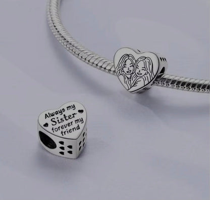 Sterling Silver Always My Sister Forever My Friend Charm - Enchanting Charms