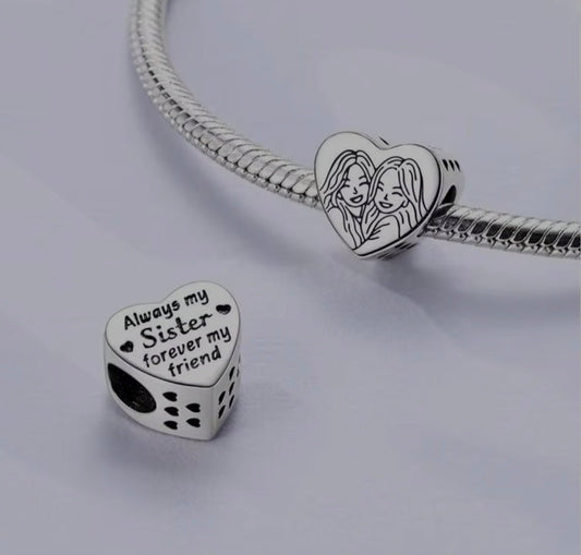 Sterling Silver Always My Sister Forever My Friend Charm - Enchanting Charms
