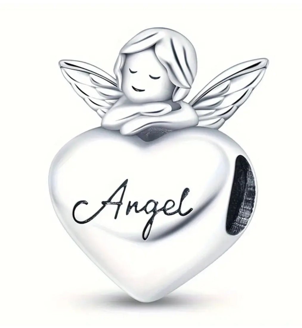 Sterling Silver Angel Heart Charm - Enchanting Charms