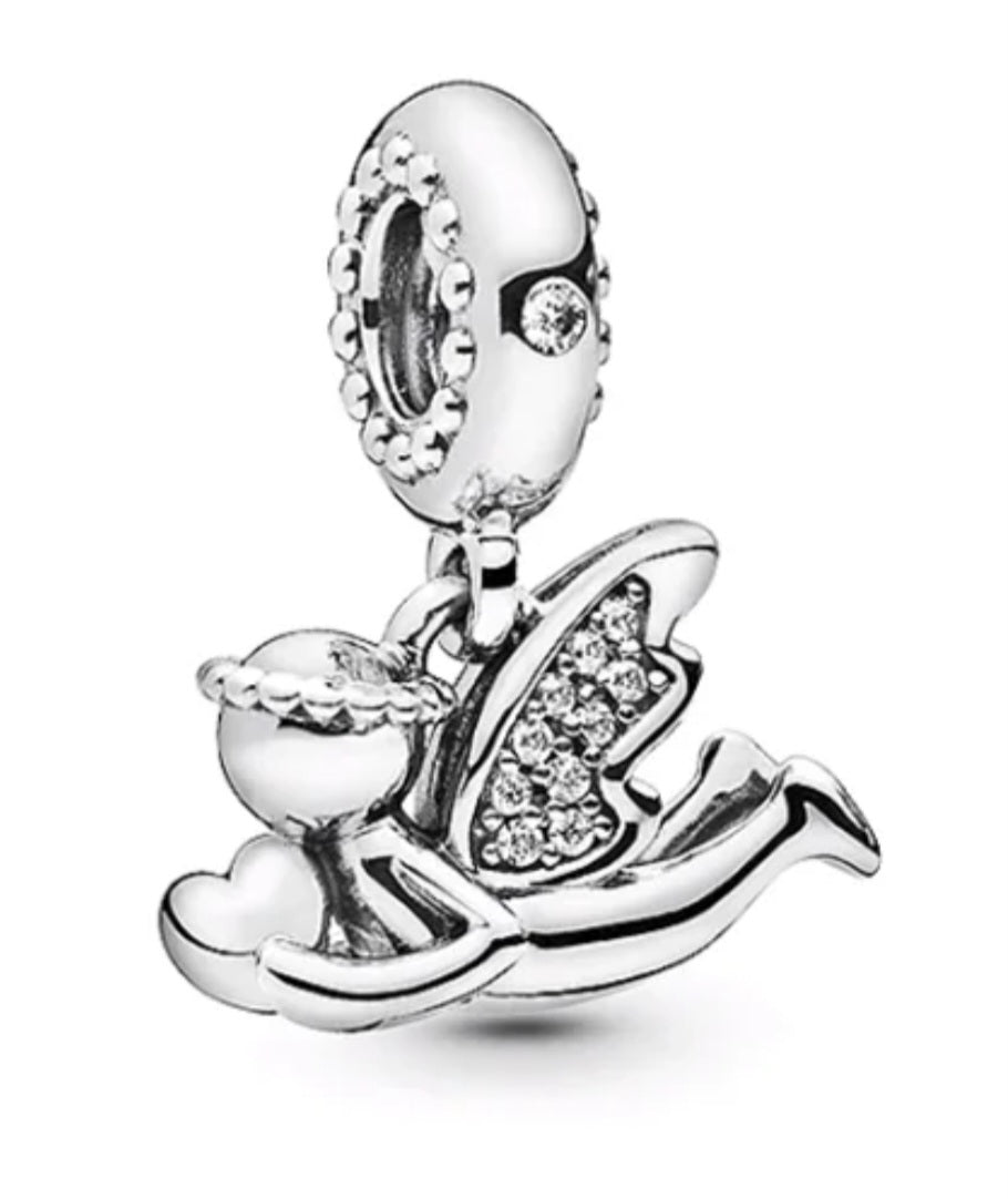 Sterling Silver Angel With Heart Charm - Enchanting Charms