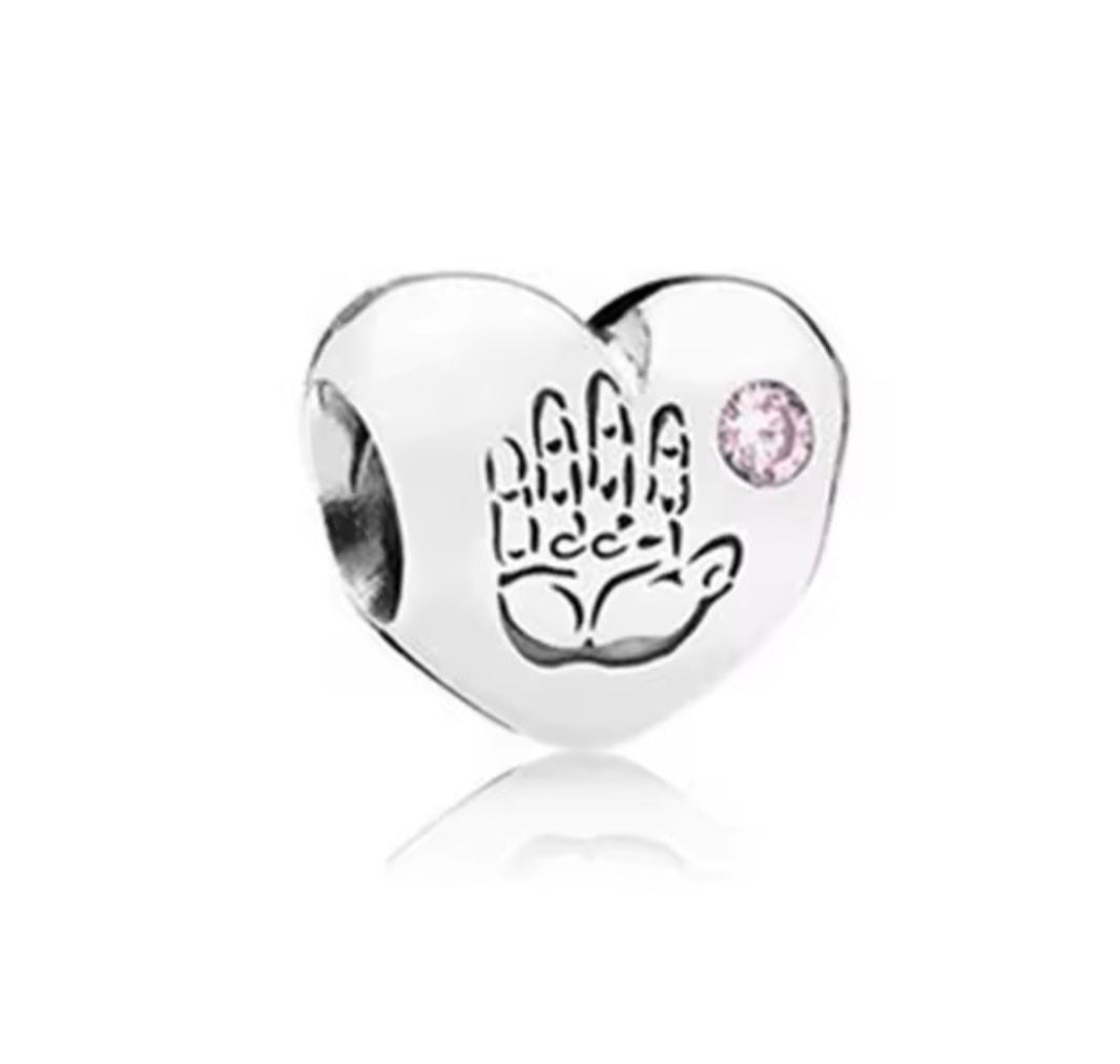 Sterling Silver Baby Girl Heart Charm - Enchanting Charms