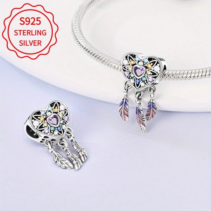 Sterling Silver Beaded Dreamcatcher Charm - Enchanting Charms