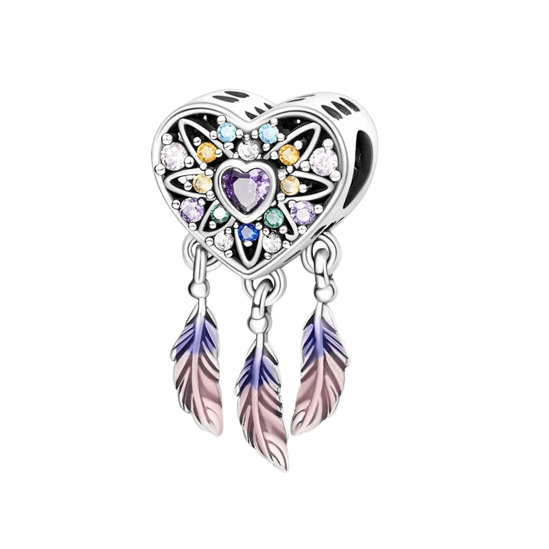 Sterling Silver Beaded Dreamcatcher Charm - Enchanting Charms