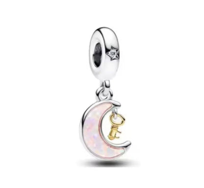 Sterling Silver Believe In Yourself Moon With Key Charm - Enchanting Charms
