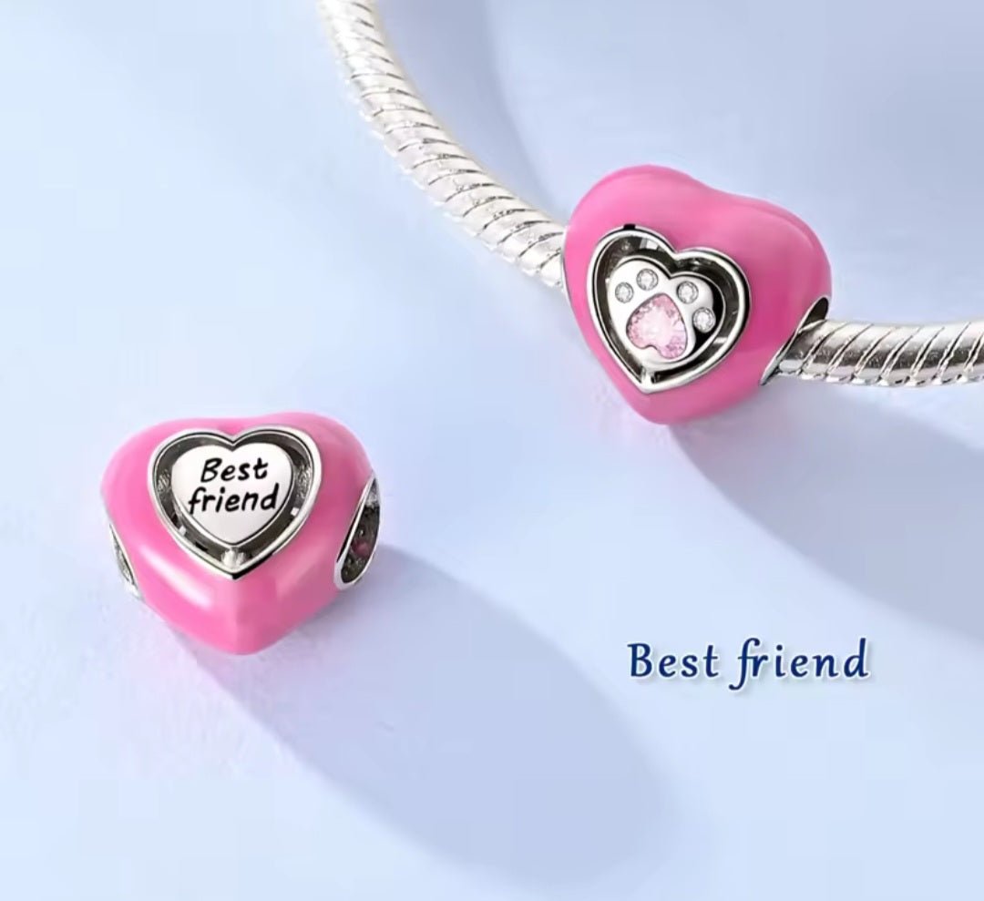 Sterling Silver Best Friend Paw Print Charm - Enchanting Charms