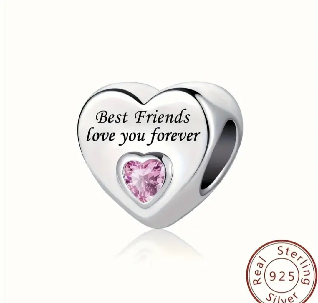Sterling Silver Best Friends Love You Forever Charm - Enchanting Charms