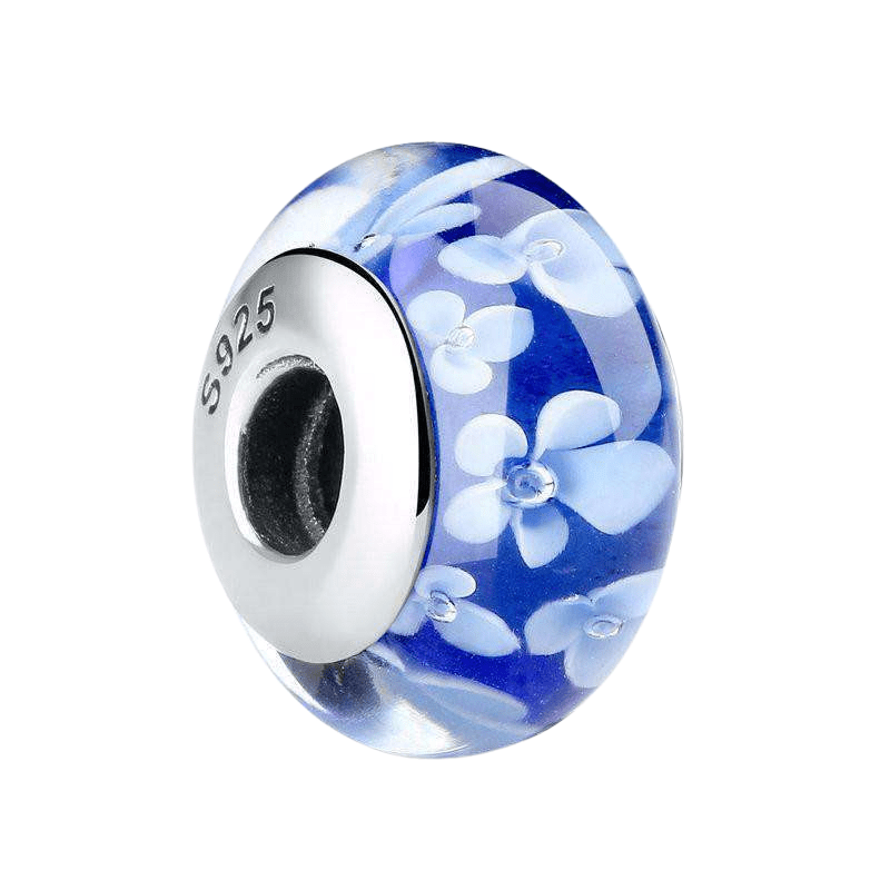 Sterling Silver Blue Blossom Murano Glass Charm - Enchanting Charms
